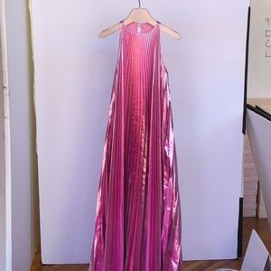 Christopher Kane Crystal Buckle Pleated Lamé Dress - Size 4